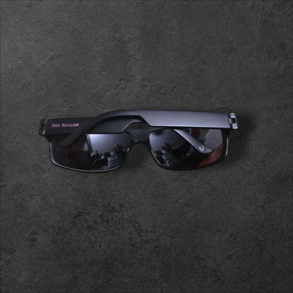 True Religion Sunglasses Black Neon Green Wrap TR51526 Sport Athletic Shades